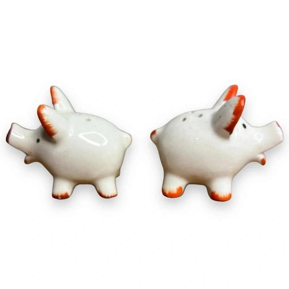 Vintage Japan Glazed Ceramic Pig Salt and Pepper Shaker Set